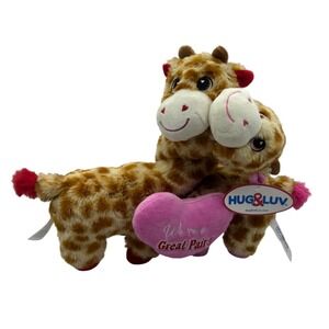 Hug & Luv 2 Giraffe Plush We're a Great Pair Valentine Stuffed Animal Heart NWT